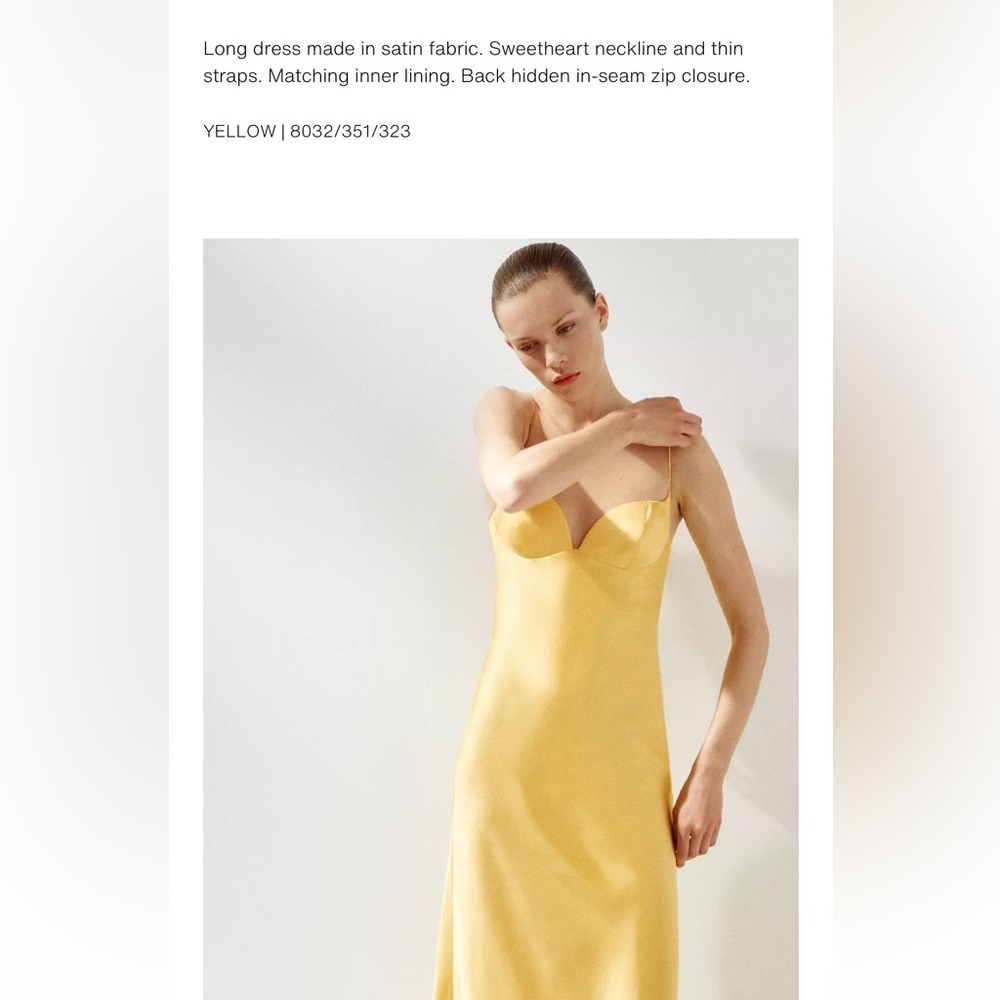Zara Yellow Satin Slip Maxi Dress - Picture 9 of 10